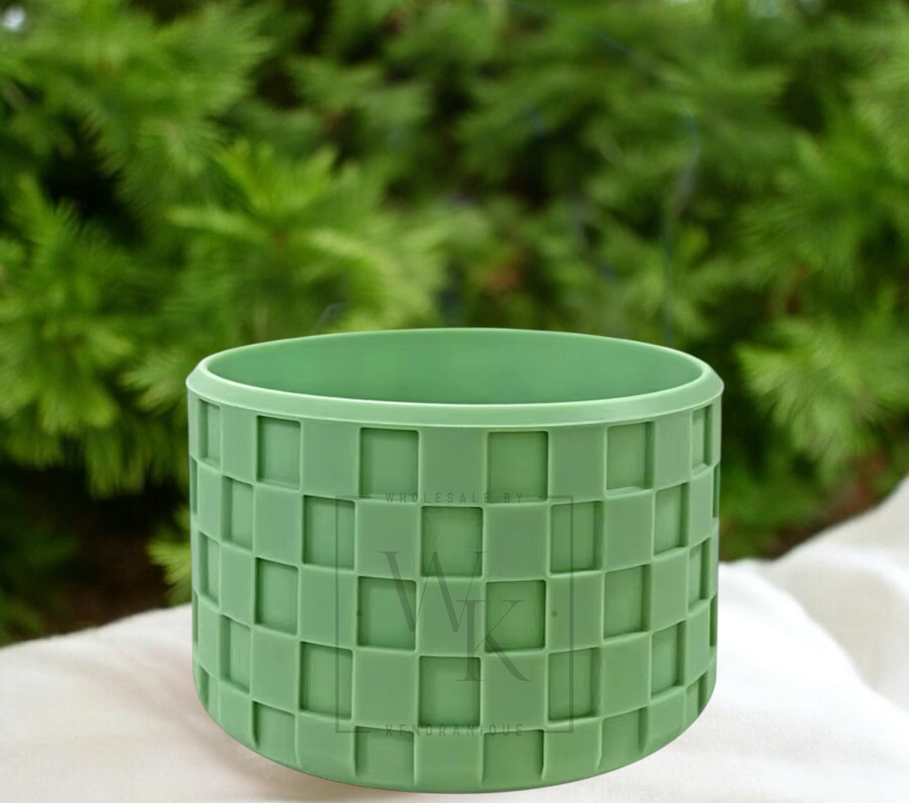 Silicone (Checkered Sage) tumbler boot for popular 40 oz tumblers and glass cans