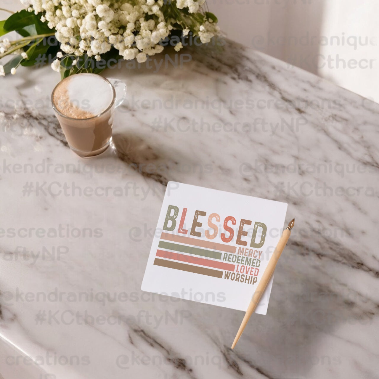 UVDTF Decal-Blessed, mercy, redeemed, loved, worship