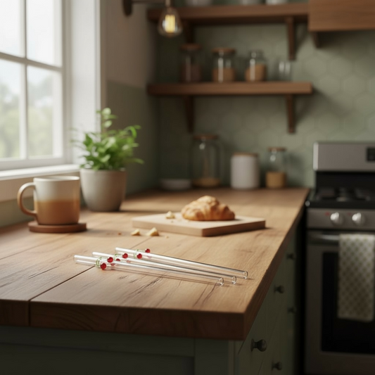 Glass Straw, Charm-Cherry