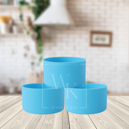Silicone (Cyan Blue) tumbler boot for popular 40 oz tumblers and glass cans