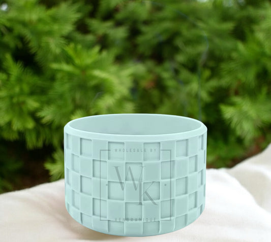 Silicone (Checkered Mint) tumbler boot for popular 40 oz tumblers and glass cans