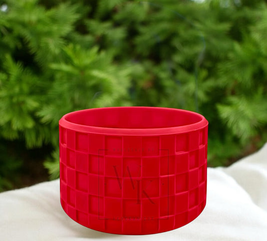 Silicone (Checkered Red) tumbler boot for popular 40 oz tumblers and glass cans