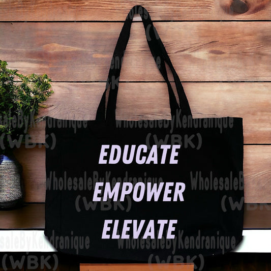 15x13x4 inch Elevate, Empower, Elevate black tote