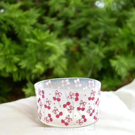 Silicone (Cherries & Bows) tumbler boot for popular 40 oz tumblers and glass cans