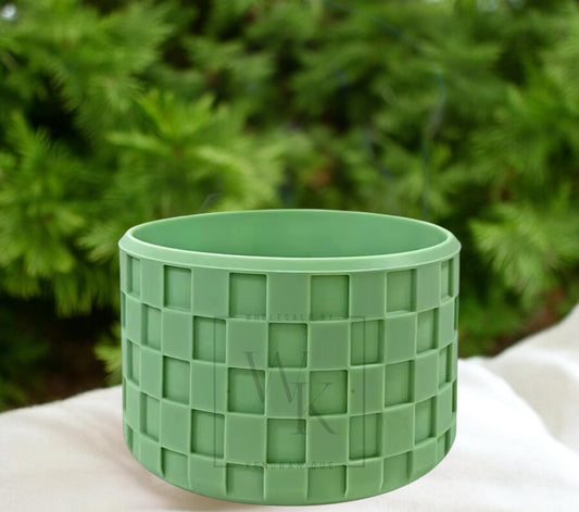 Silicone (Checkered Sage) tumbler boot for popular 40 oz tumblers and glass cans