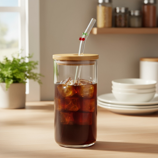 Glass Straw, Charm-Cherry