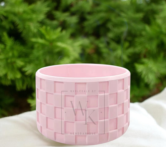 Silicone (Checkered Baby Pink) tumbler boot for popular 40 oz tumblers and glass cans