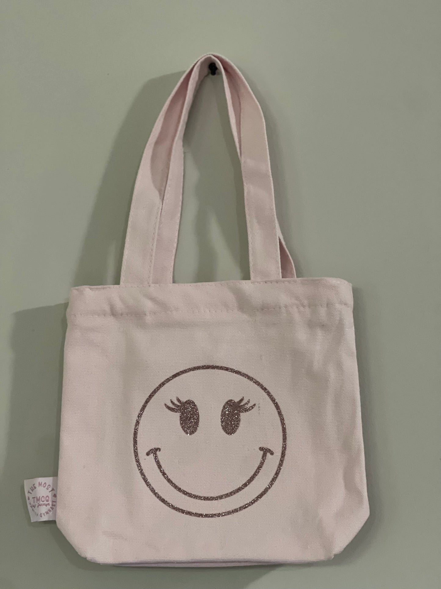 8x7x2 inch happy face pink tote