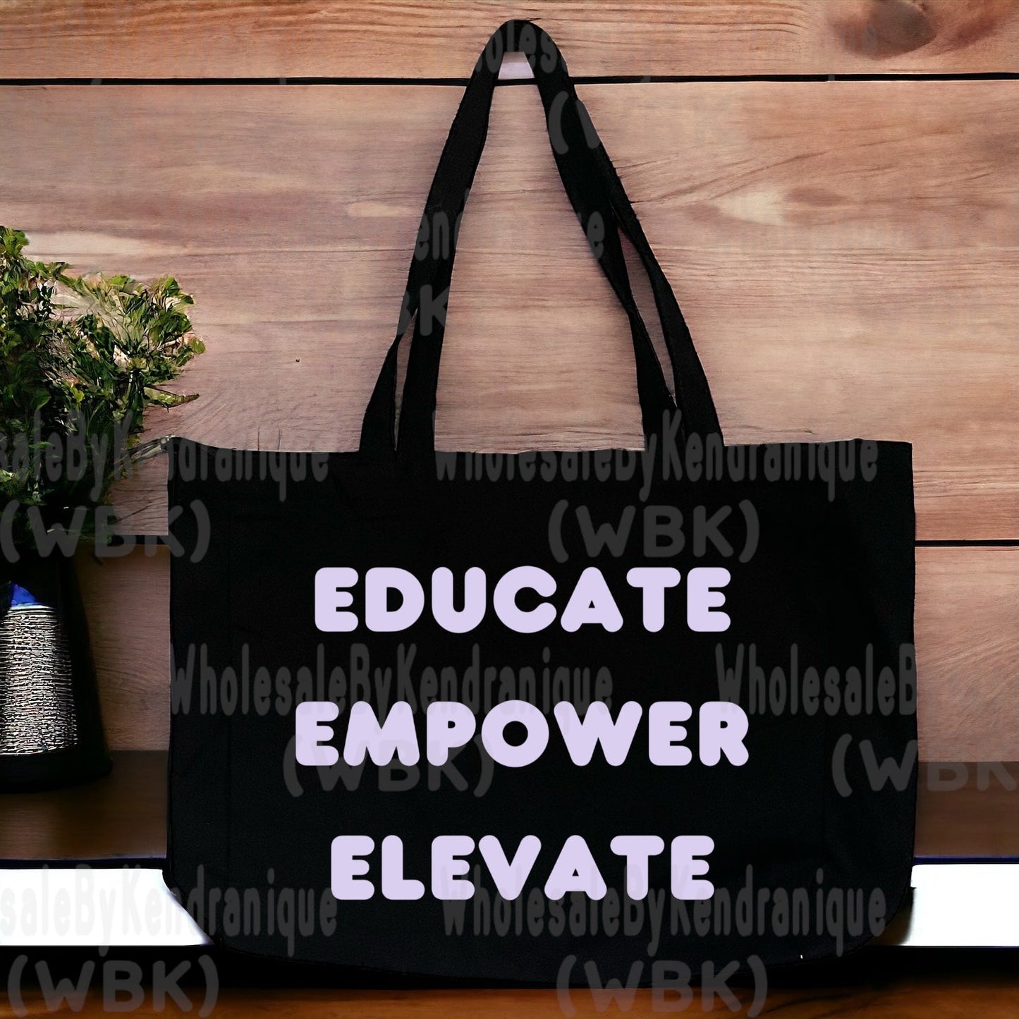 15x13x4 inch Elevate, Empower, Elevate black tote