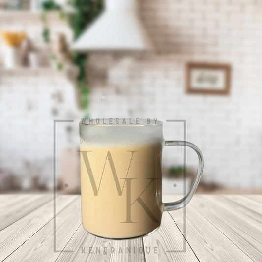 15 oz clear glass coffee mug—no lid