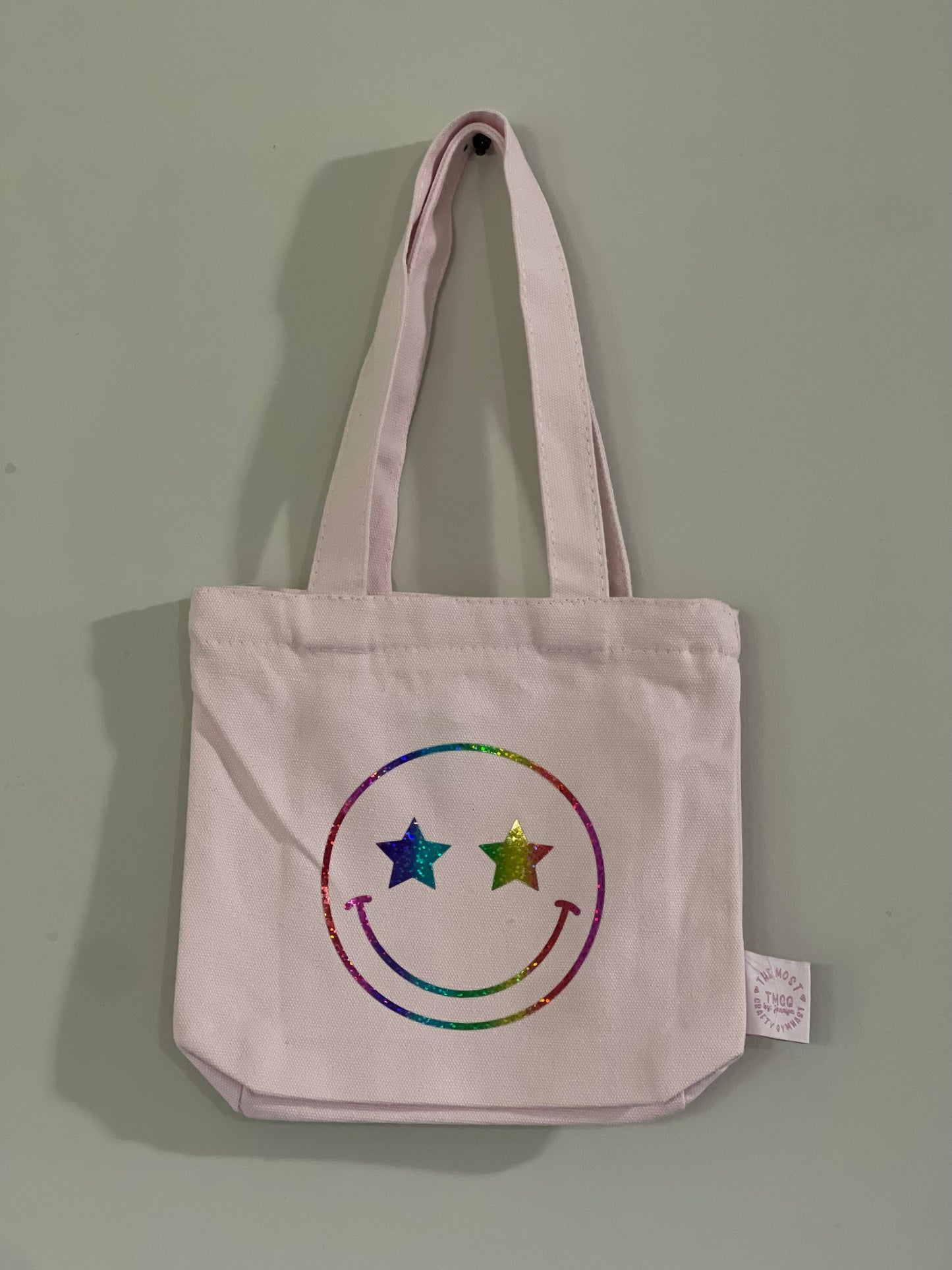 8x7x2 inch happy face pink tote