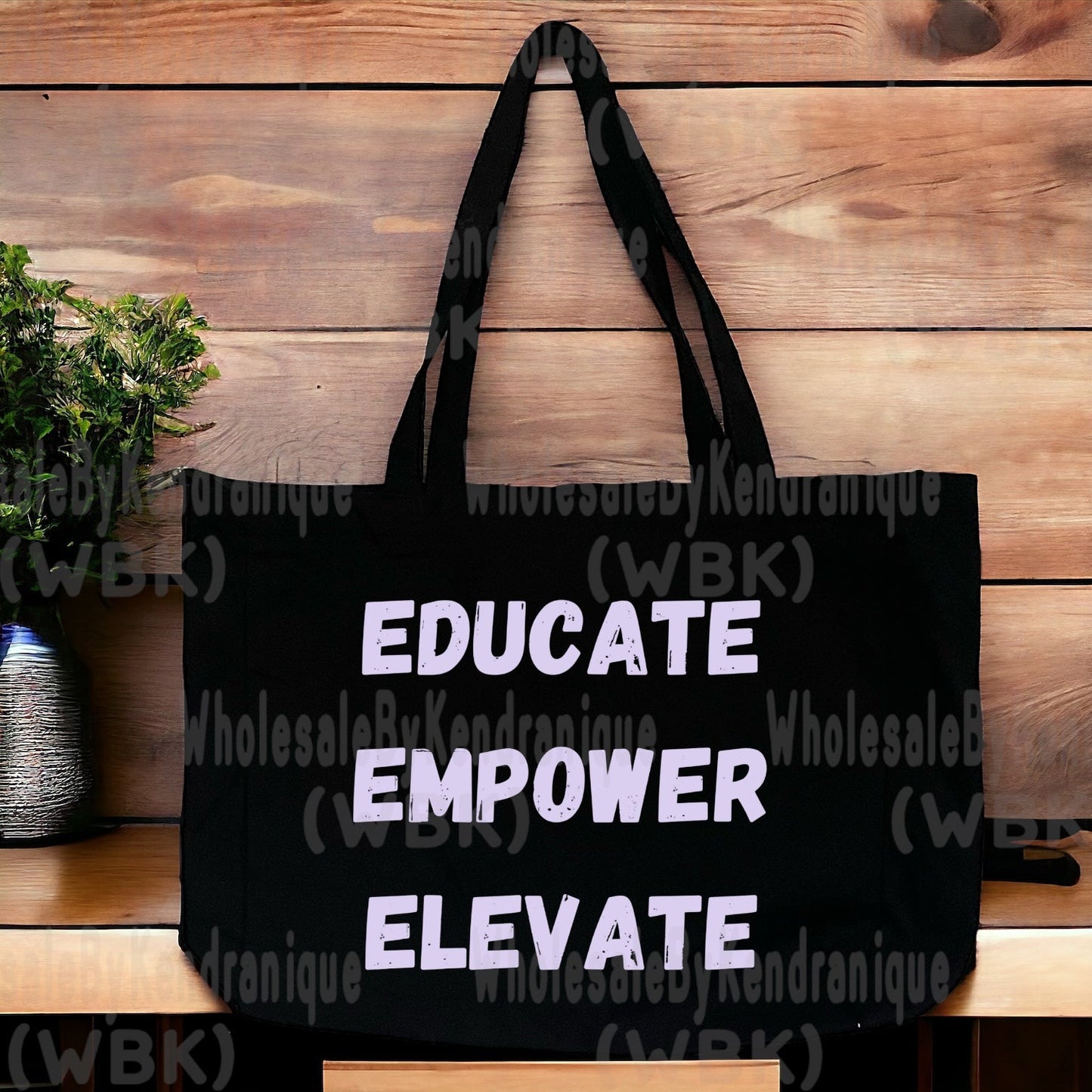 15x13x4 inch Elevate, Empower, Elevate black tote