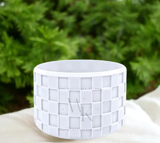Silicone (Checkered White) tumbler boot for popular 40 oz tumblers and glass cans
