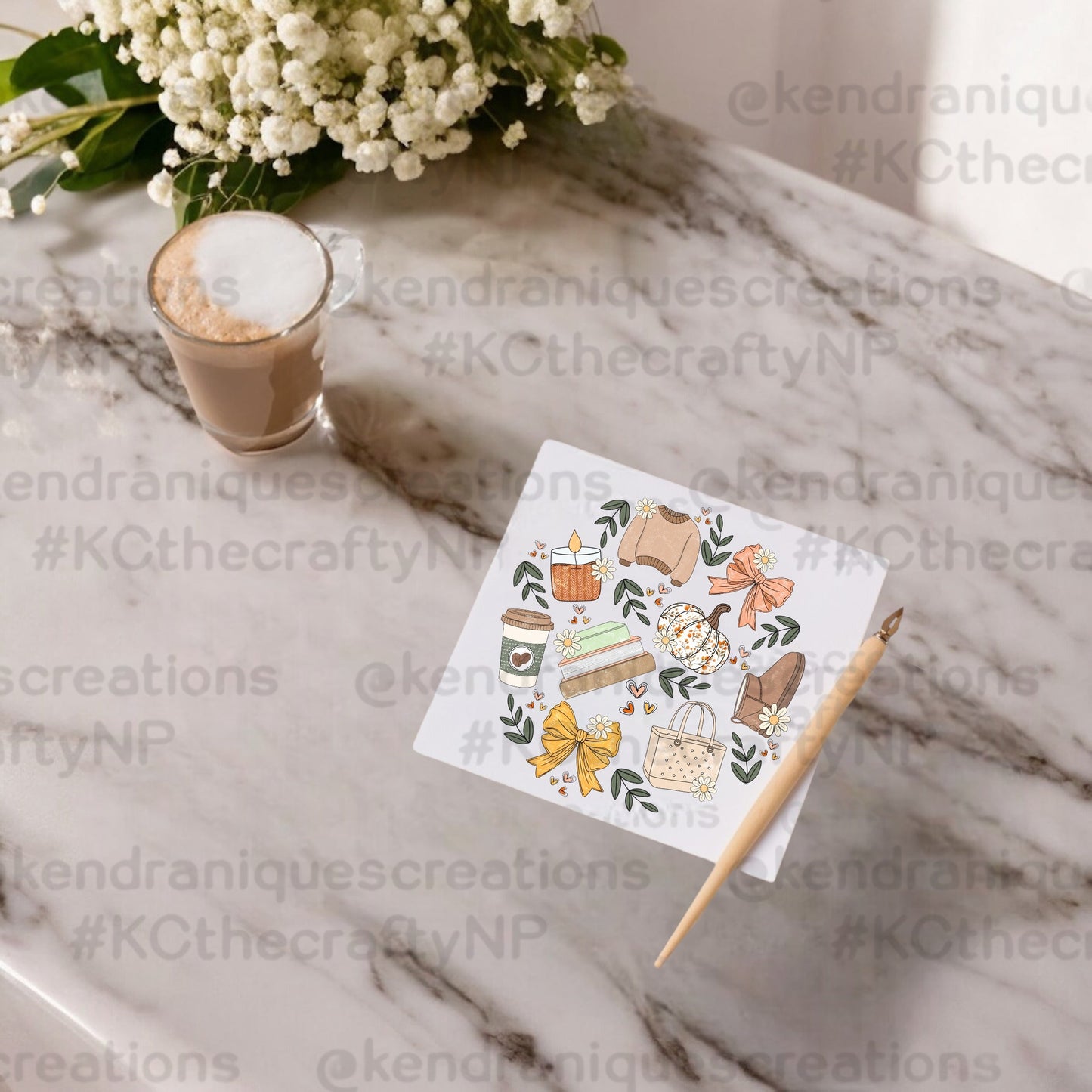 UVDTF decal-For 3.5 in Lid (Girly Fall) (UV153)