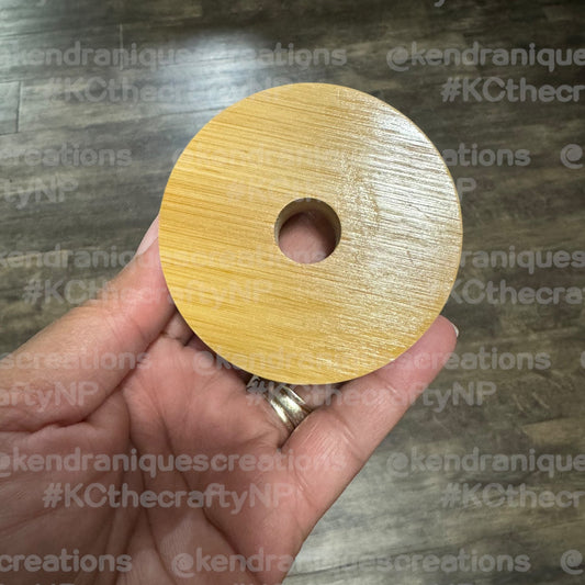 16 oz glass can replacement bamboo lid with center hole and no stopper