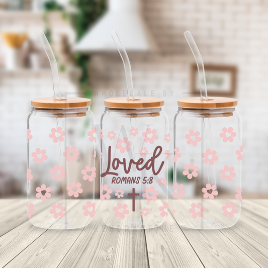 UVDTF Wrap-Peach Floral, Loved Romans 5:8 (UV118)