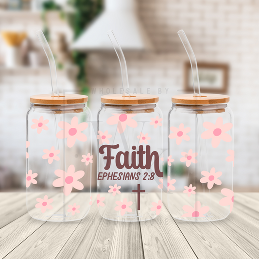 UVDTF Wrap-Peach Floral, Faith Ephesians 2:8 (UV117)