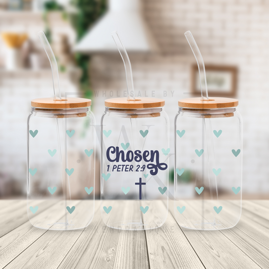 UVDTF Wrap-Blue hearts, Chosen 1 Peter 2:9 (UV104)