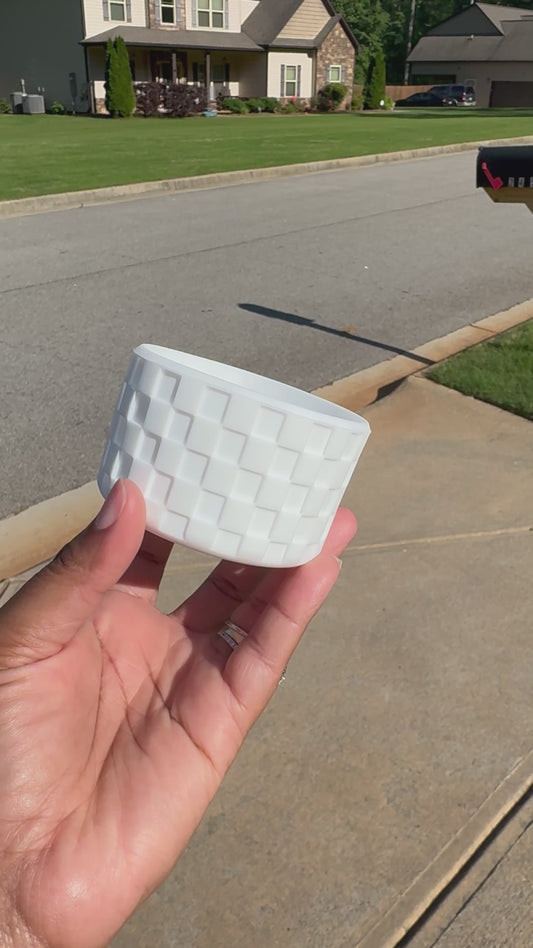 Silicone (Checkered White) tumbler boot for popular 40 oz tumblers and glass cans