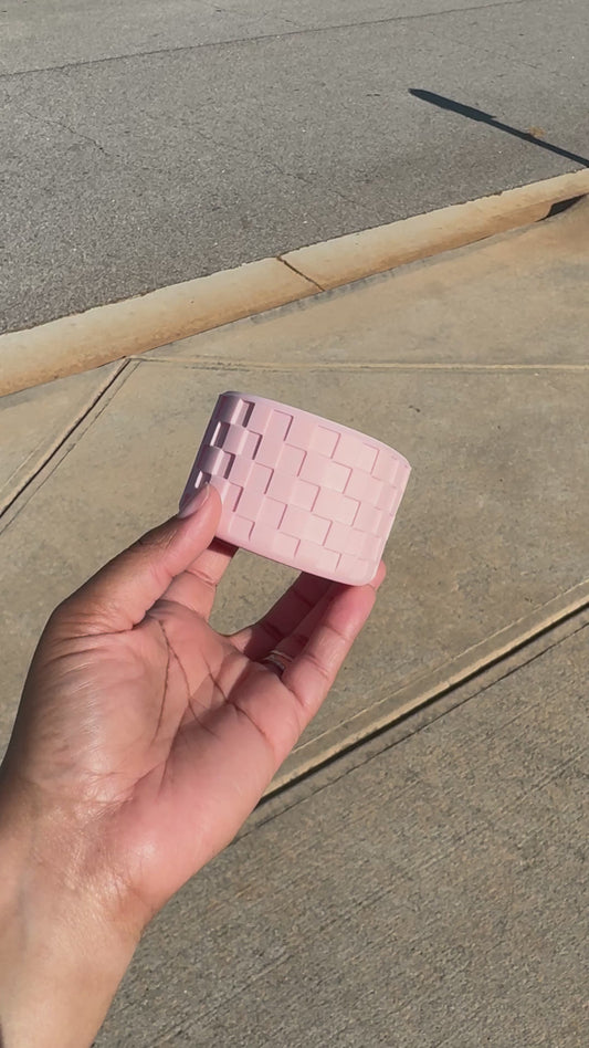 Silicone (Checkered Baby Pink) tumbler boot for popular 40 oz tumblers and glass cans