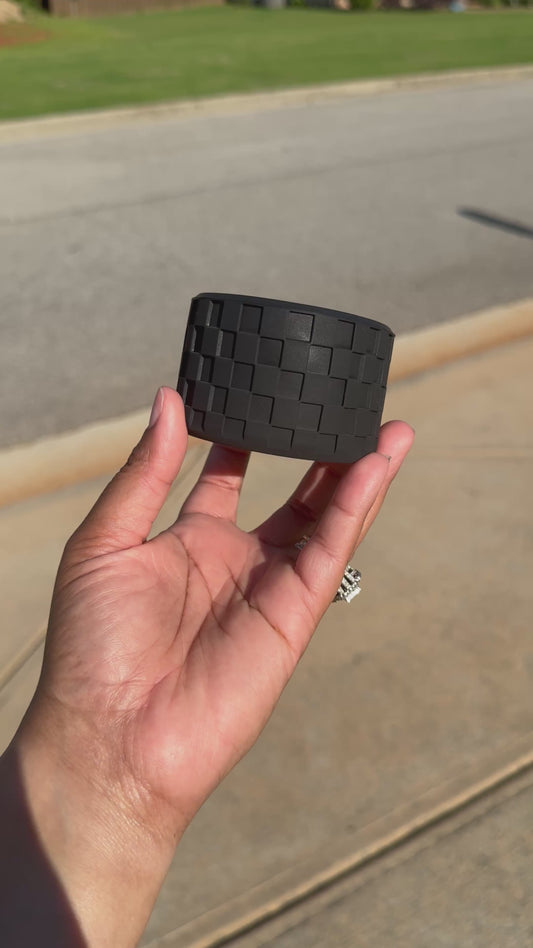 Silicone (Checkered Black) tumbler boot for popular 40 oz tumblers and glass cans